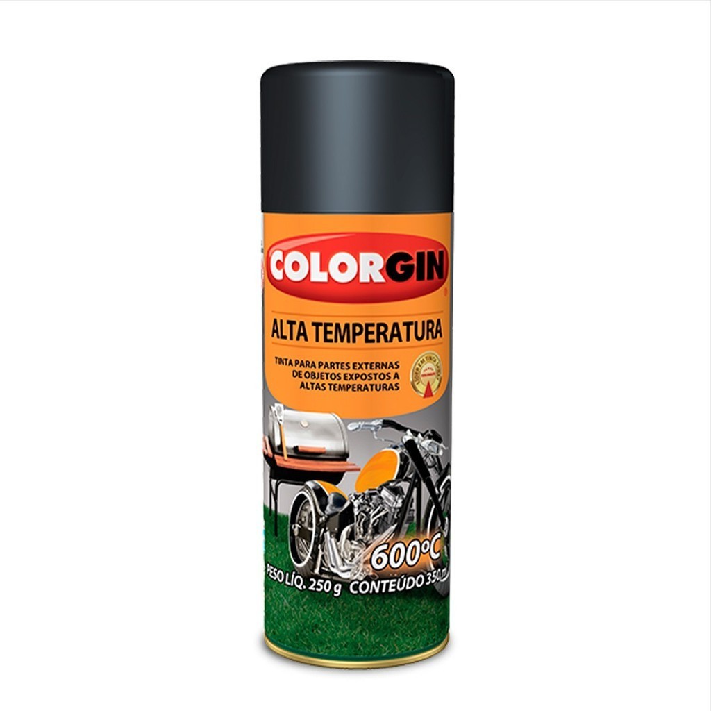 Tinta Spray Alta Tempera 600 °c Alto Rendimento 350ml - Preto