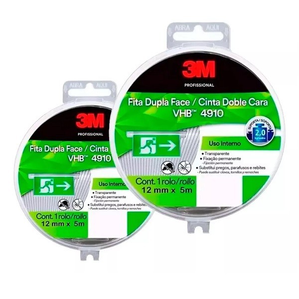 Kit 2 Fita Dupla Face 3M VHB 12MM X 5M 4910 em Oferta na Shopee