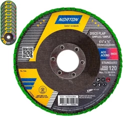Disco Flap 4.1/2 POL Grão 120 Standard Com 10 Unidades NORTON