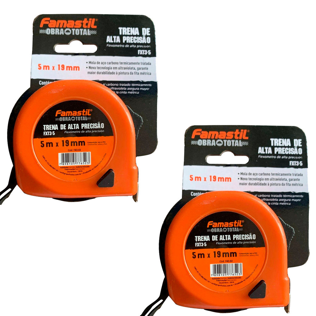 Kit 2 Trena Famastil 5mx19mm Alta Precisão | medição confiável, alta durabilidade em Oferta na Shopee