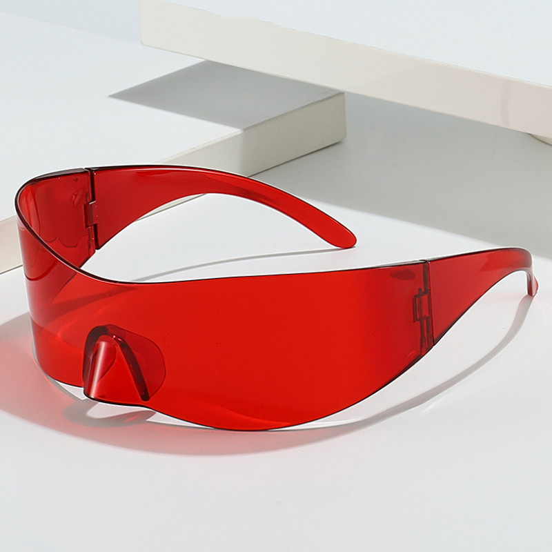 (JIUERBA) Moda Sem Borda Y2K Future Tech Óculos De Sol Da Colorful Party Sunglasses
