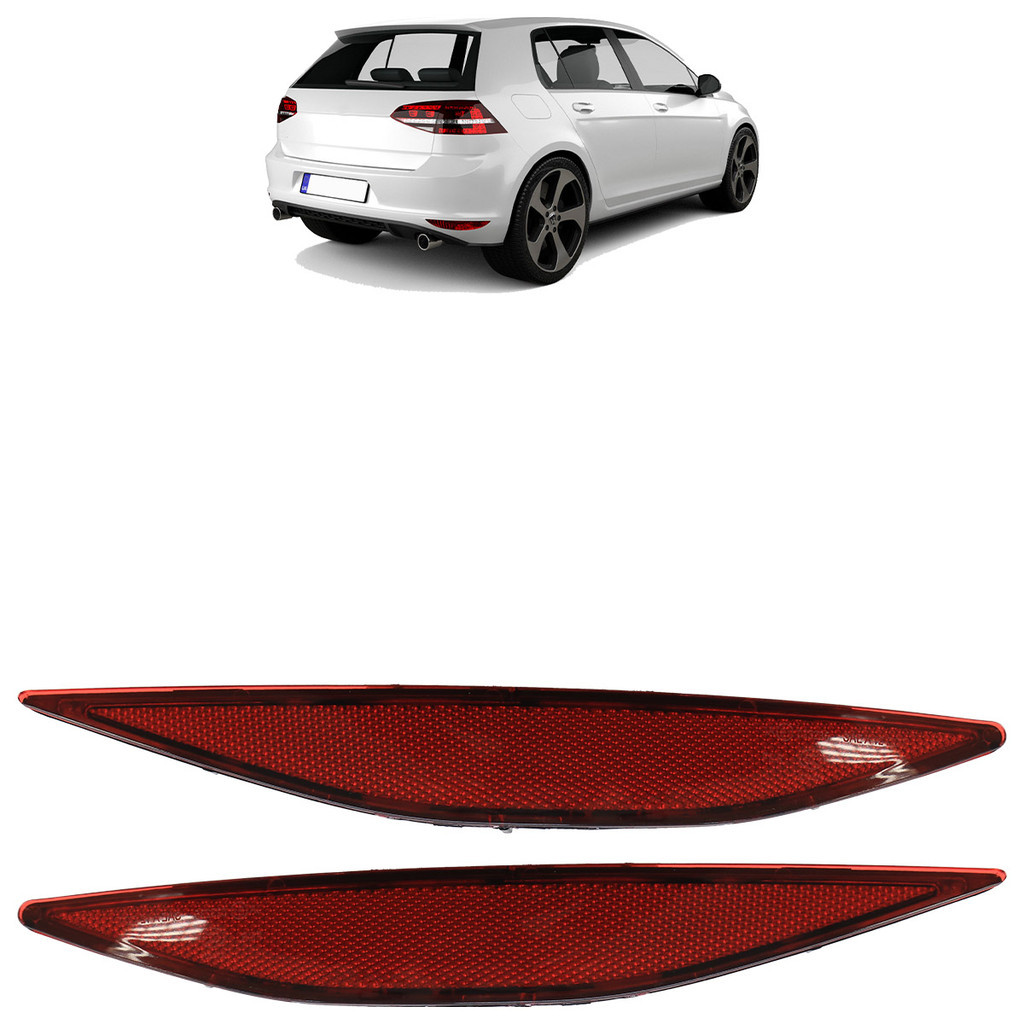 Par Refletor Parachoque Traseiro Golf 2014 2015 2016 2017 Rubi Lente Estriada em Acrílico - Spare Parts and Accessories for Vehicles