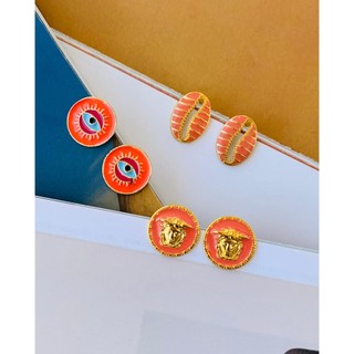 Kit trio de brincos folheados a Ouro com laranja