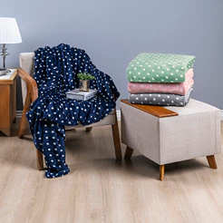 Cobertor Manta Flannel Soft Petit Poá Estampada - Solteiro Casal e Queen - Gramatura 220gr m²