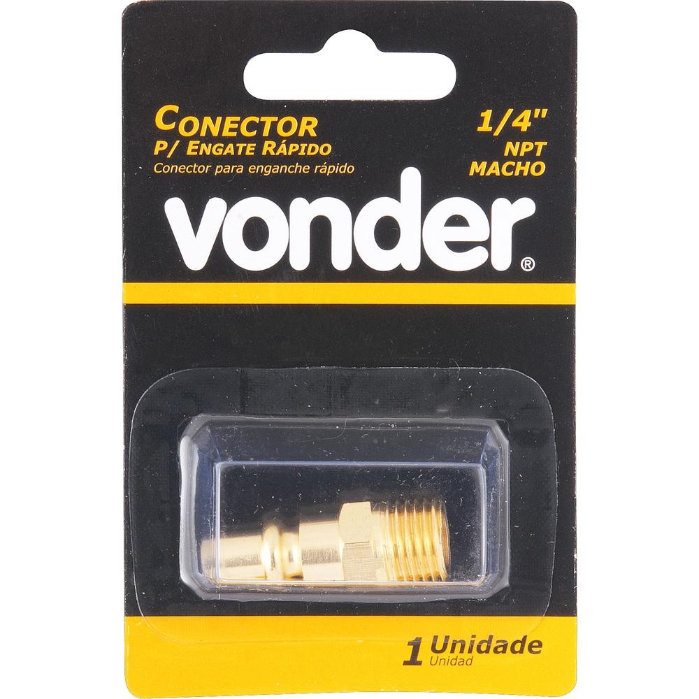 Conector Pino Racord Macho 1/4 Npt Latão Cartela Vonder