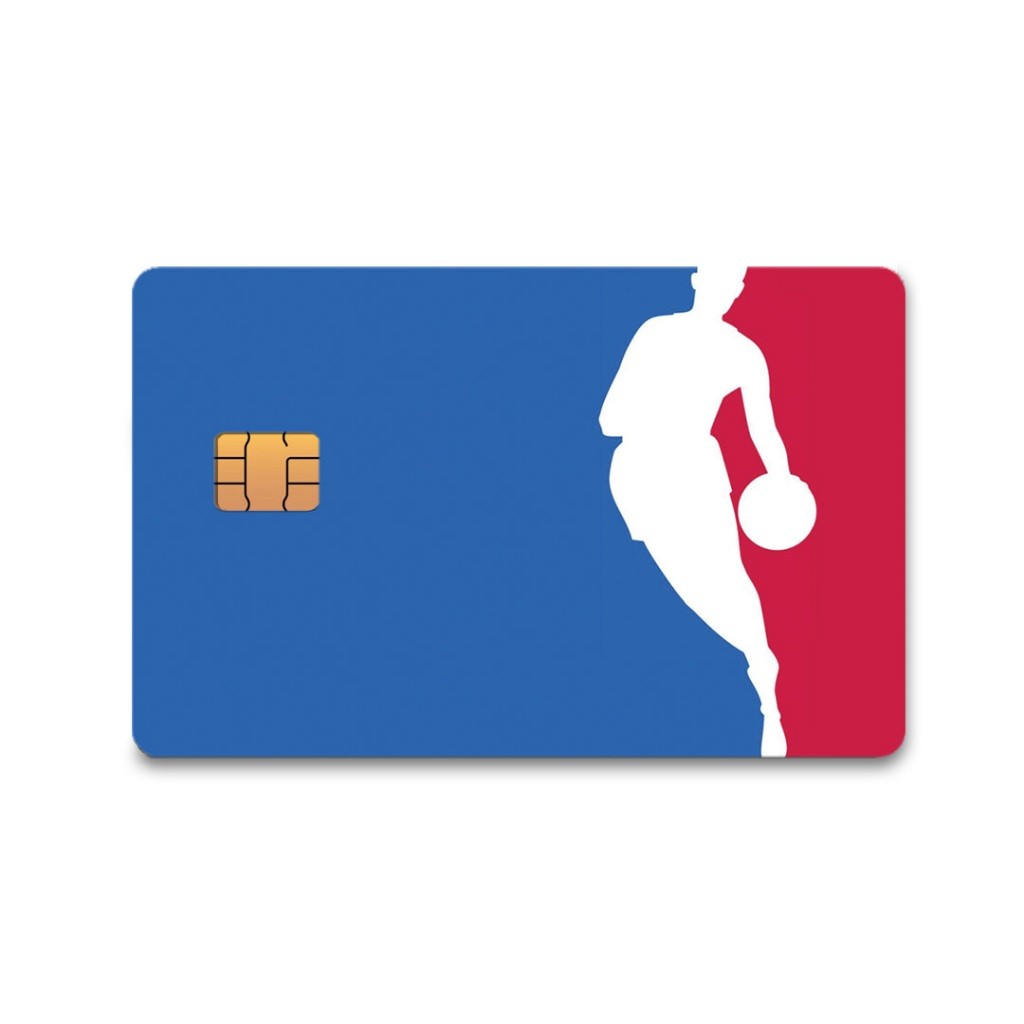 Skin Adesiva Basquete Azul e Vermelho Adesivo Para Cartão de Crédito e Débito Adesivo Removível 1 Unidade Frente