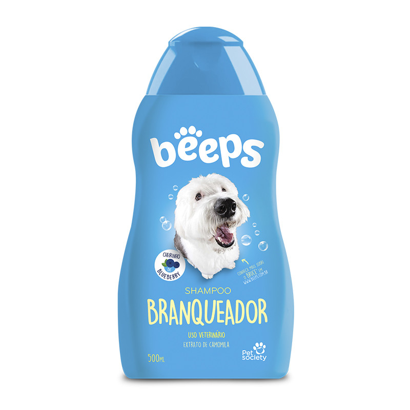 Shampoo Pet Cachorro e Gato Beeps Branqueador Pelos Claros - 500mL em Oferta na Shopee