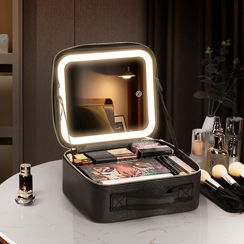 Promoção!Maleta Maquiagem Profissional Com Espelho e Luz Led