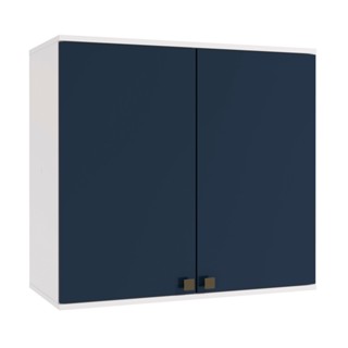Armário Aéreo Celeste Kappesberg 100% MDF 2 Portas Branco/Azul 80cm em Oferta na Shopee