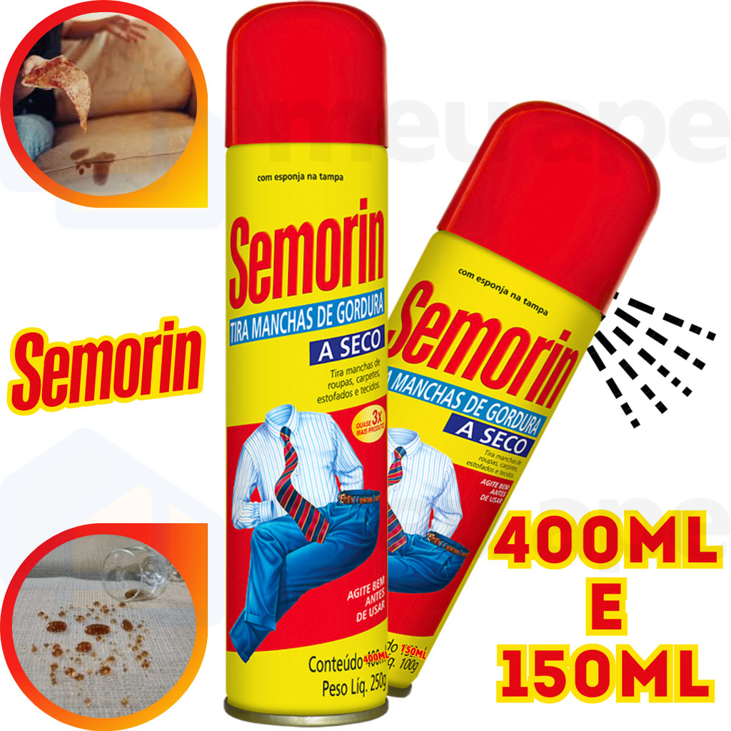 Tira Manchas De Gordura a Seco Spray Roupas Carpetes Estofado Tecidos Semorin