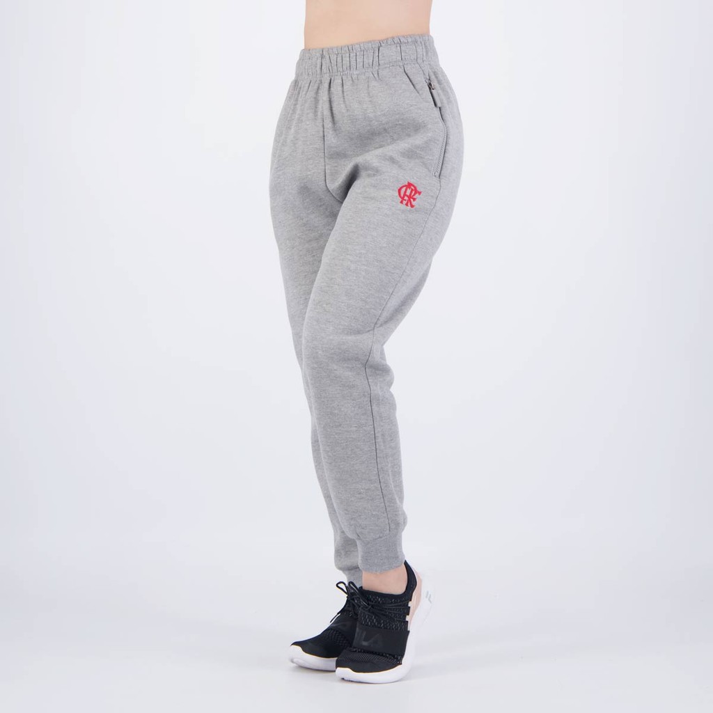 Calça Flamengo Moletom Rest Feminina Mescla Cinza em Oferta na Shopee