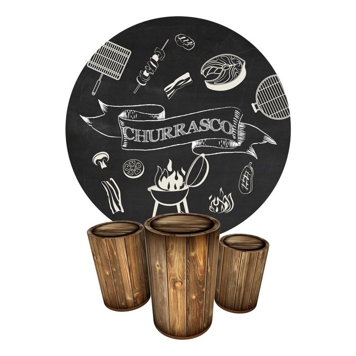 Trio Capas Cilindro + Painel Redondo 1,50m Churrasco em Oferta na Shopee