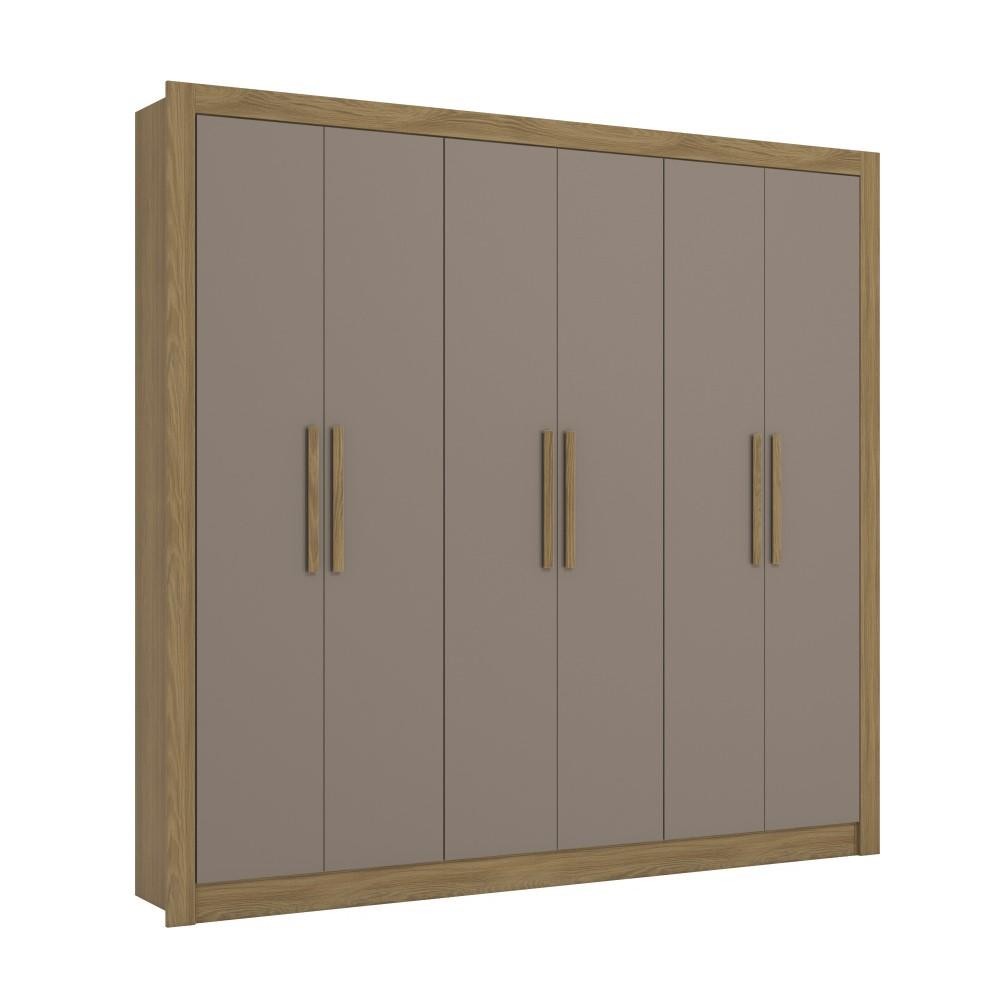 Guarda-roupa Casal Kappesberg 6 Portas Marrom/Cinza