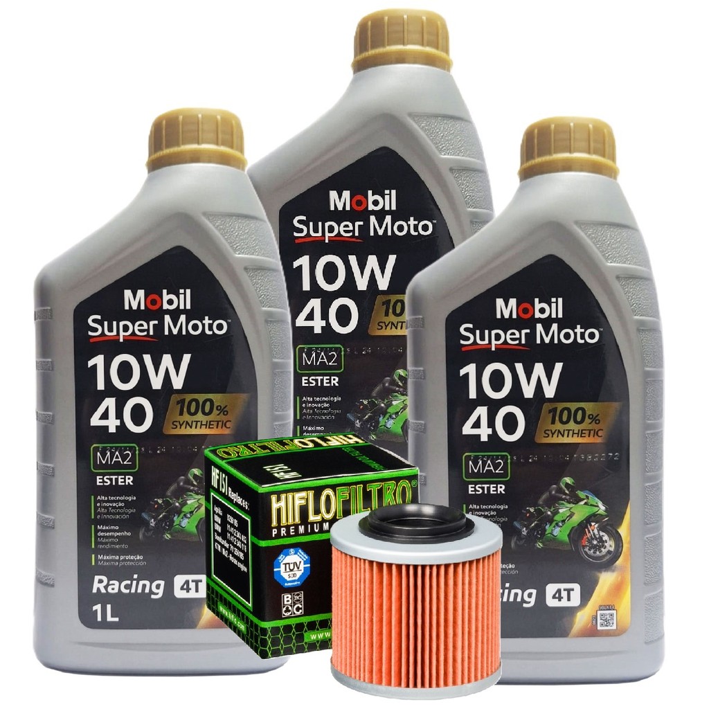 Troca de Óleo P/ Bmw F650 Gs / G650 Gs Mobil Sintético 10w40 + Filtro Hiflo Hf151 em Oferta na Shopee