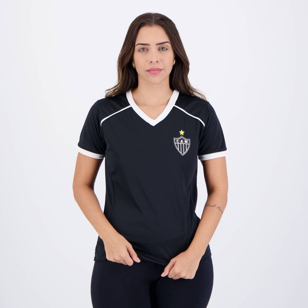 Camisa Atlético Mineiro Lawn Feminina Preta em Oferta na Shopee