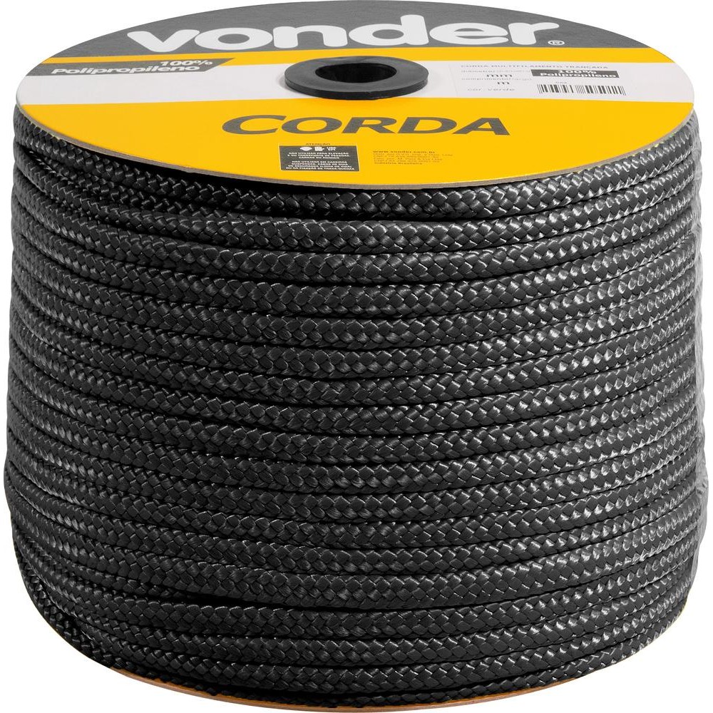 Corda Multifilamento Trançada 12 mm 140m Preta Carretel Vonder