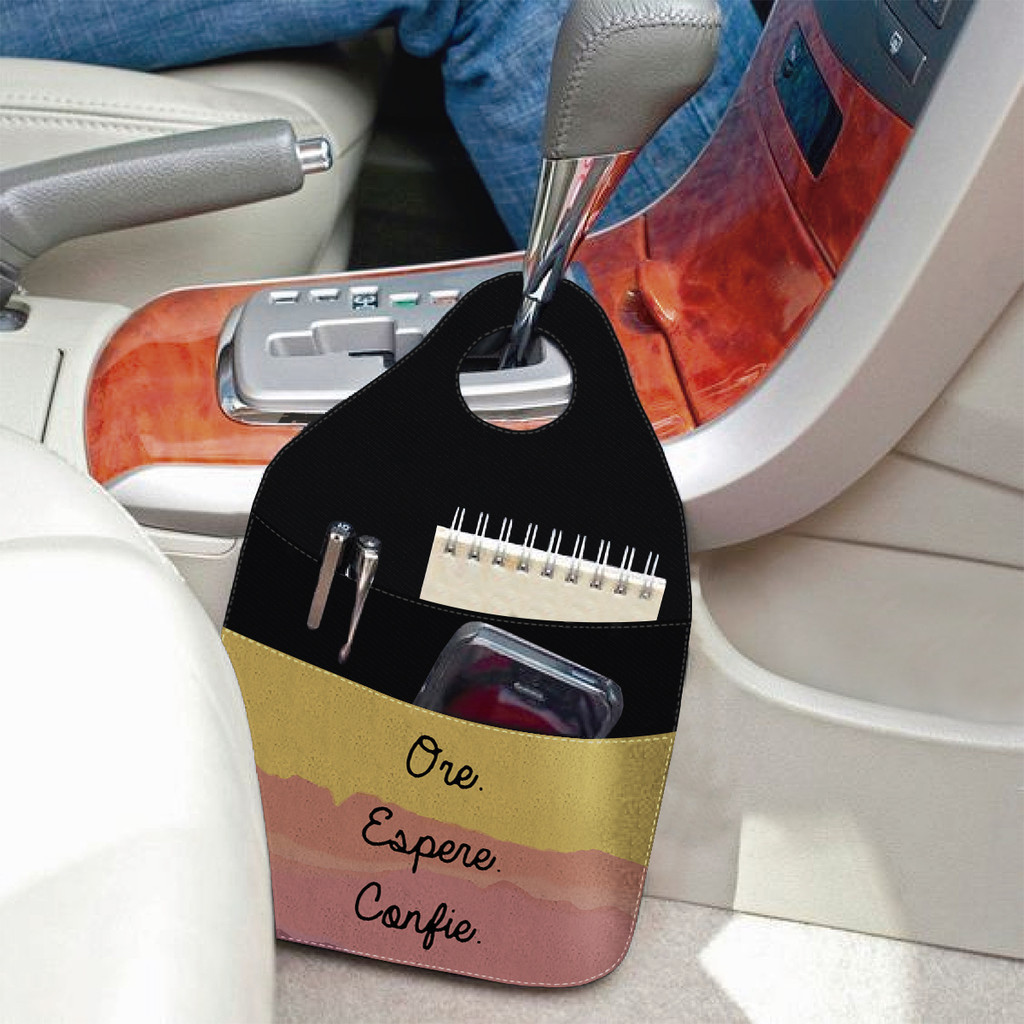 Lixeira para Carro Automático com Bolso Multifuncional Ore Espere Confie Deus