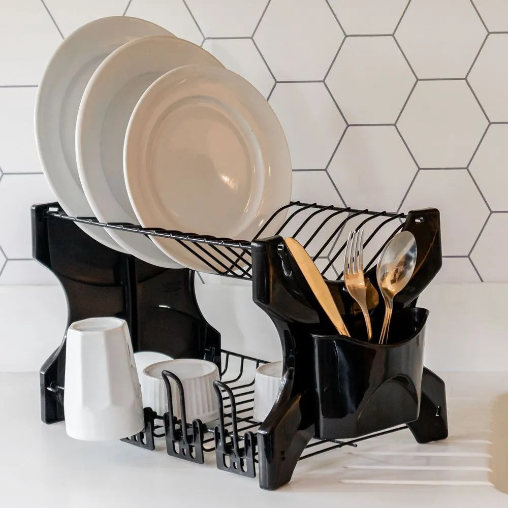 Escorredor De Louça Cozinha Prato Copo Duplo Porta Talheres