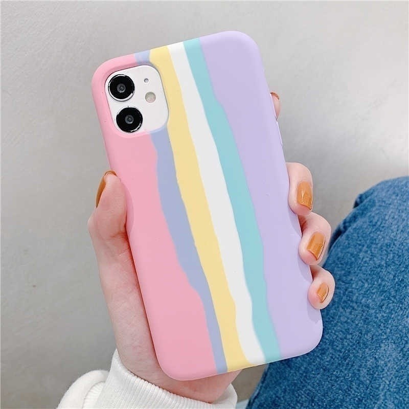 11promax capa arco iris e aquarela flexível de silicone anti-outono colorida com x laço-íris para iphone 11 12 pro max xr xs max 7 8 plus 6 6s capinha case 3