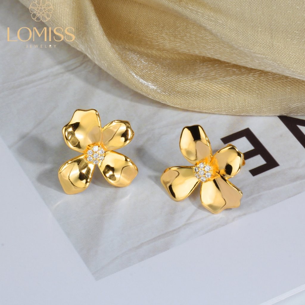 Brinco Delicado Elegante Antialérgico Flor Folheado Platina Zircônia Cravejada Luxo - Fashion Accessories