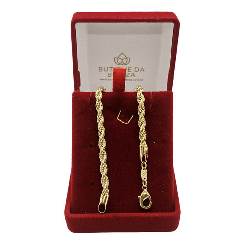 Pulseira Folheada a Ouro Cordão Torcido 18cm - Semijoia