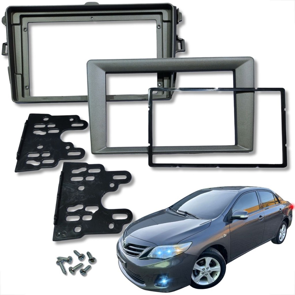 MOLDURA PARA PAINEL MULTIMÍDIA 7 E 9 POLEGADAS TOYOTA COROLLA 2009 A 2013 GRAFITE DVD 2DIN MP5