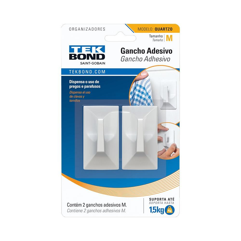 Gancho quartzo de plástico branco m - tekbond - Home & Living
