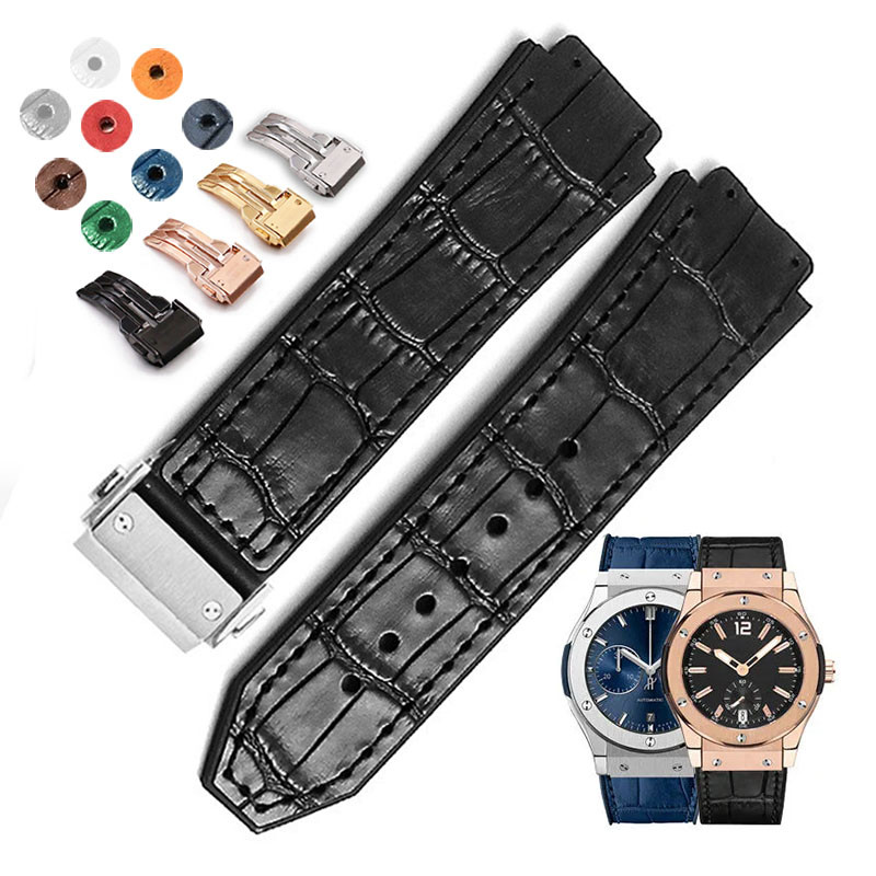 Pulseira De Relógio De Couro Genuíno 19x25mm , Silicone Macia , Feminina , Masculina , Acessórios De , Fivela Dobrável