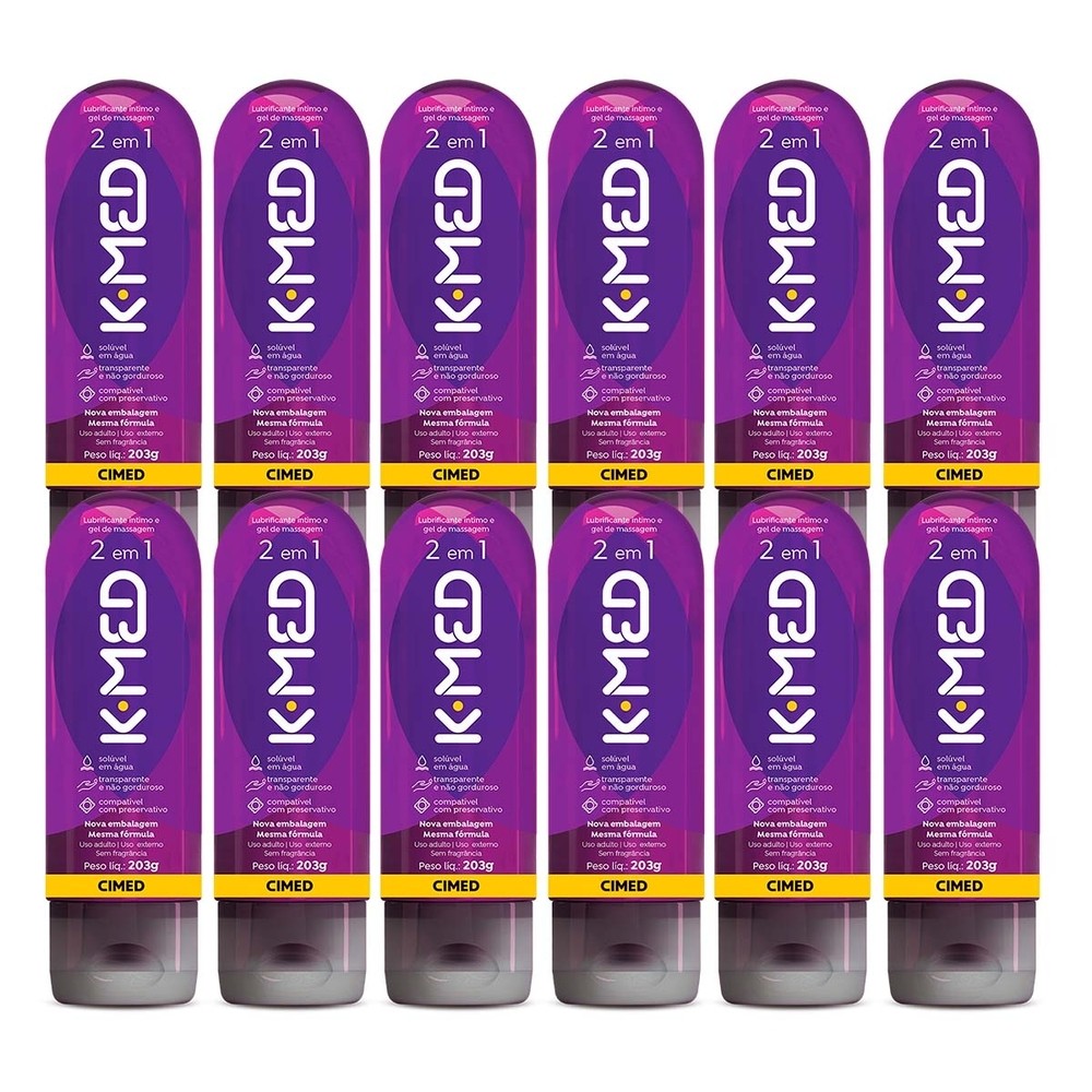 Kit 12 unidades - Gel Lubrificante Íntimo K-med 2 Em 1 200ml