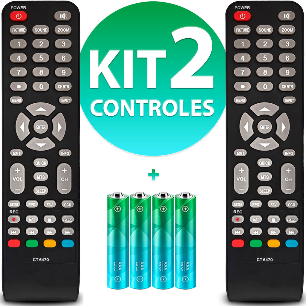 Kit Controle Remoto Compatível Tv Sti Semp Ct-6470 Le3273w