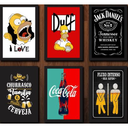 Quadro Decorativo Churrasqueira Área Externa Churrasco Área Gourmet Bebida Churrasco Família Homer Simpsons Presente