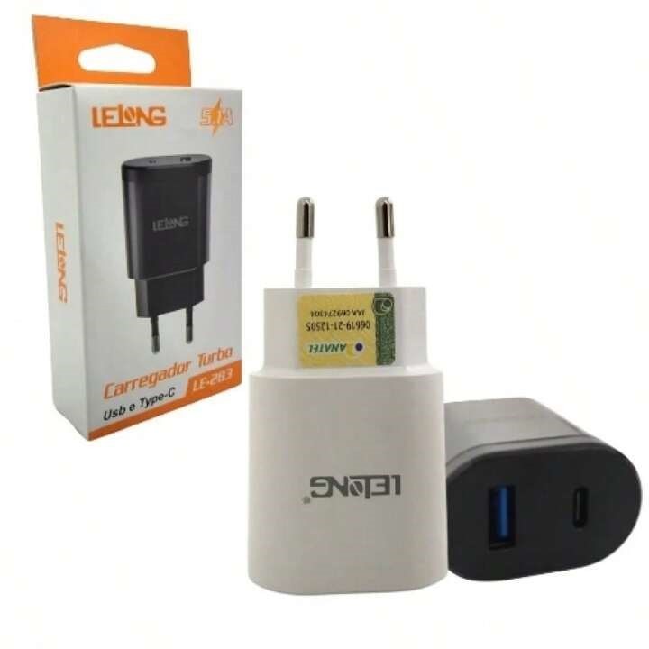 283 CARREGADOR DE CELULAR DUO POWER USB E TIPO-C TURBO 5.1A