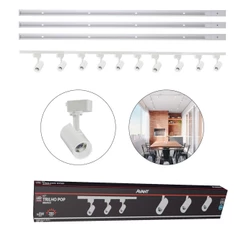 Kit trilho Eletrificado 10 Spot Led + 3 Metros Trilho Pop 50w 6500k Branco Frio 110v/220v Branco Cod: 251931397-3 Avant