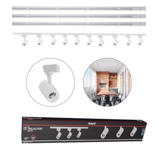 Kit trilho Eletrificado 10 Spot Led + 3 Metros Trilho Pop 50w 6500k Branco Frio 110v/220v Branco Cod: 251931397-3 Avant