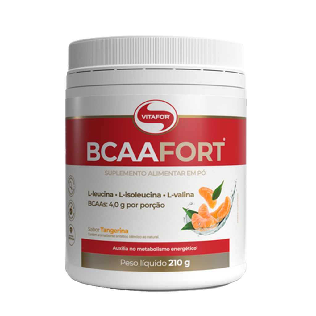 Bcaa em Pó Sabor Tangerina 210g Bcaa Fort Vitafor em Oferta na Shopee