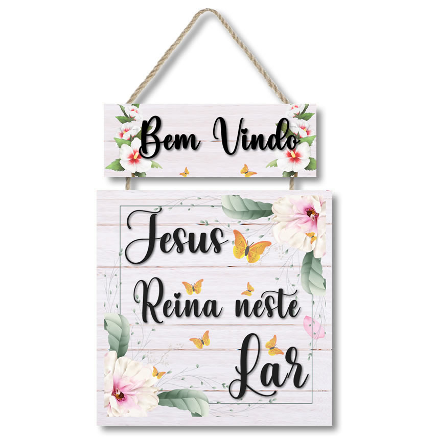 Placa decorativa Seja bem vindo Jesus reina neste lar PL306 em Oferta na Shopee
