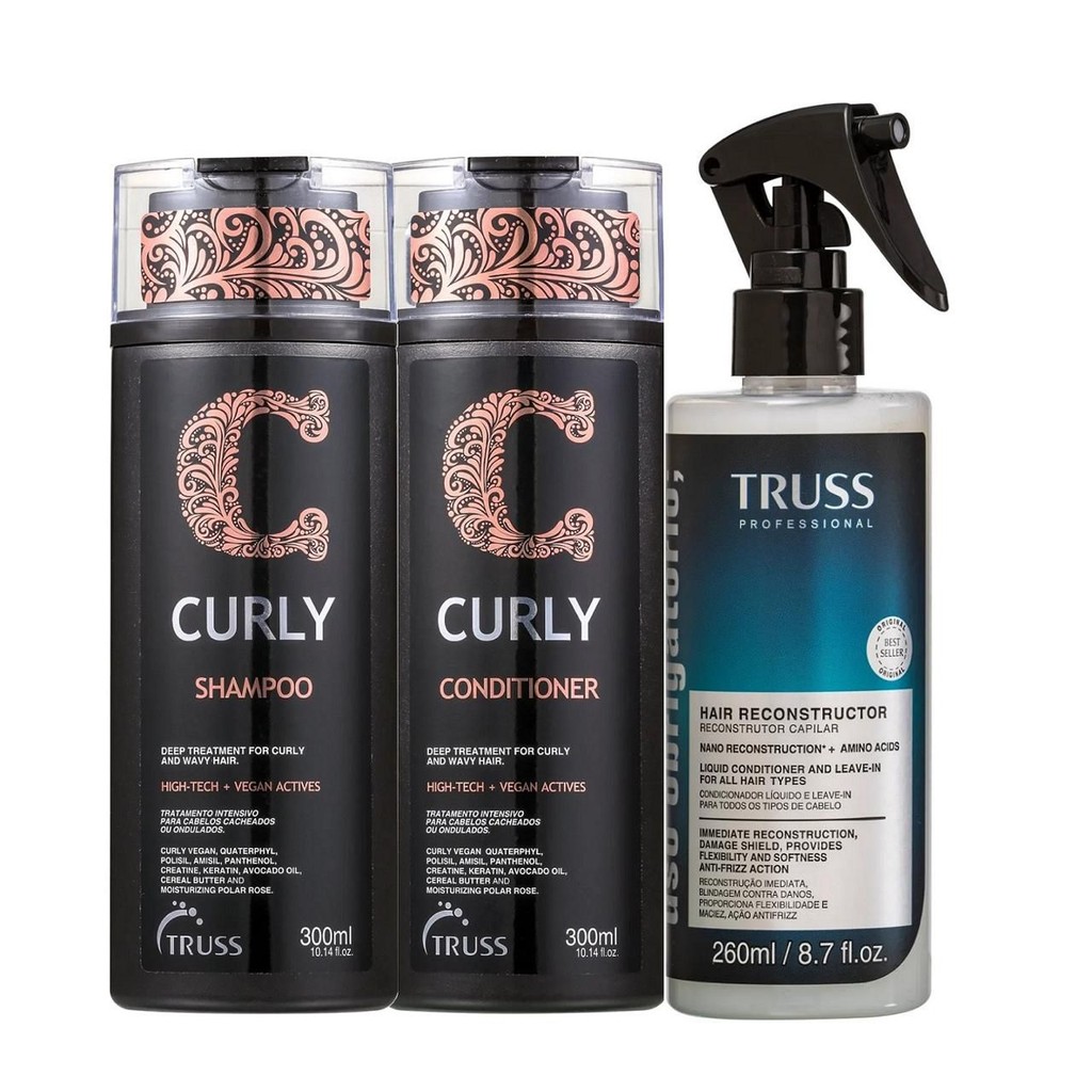 Kit Truss Curly  - Shampoo 300ml + Condicionador 300ml + Uso Obrigatório Reconstrutor Capilar 260ml