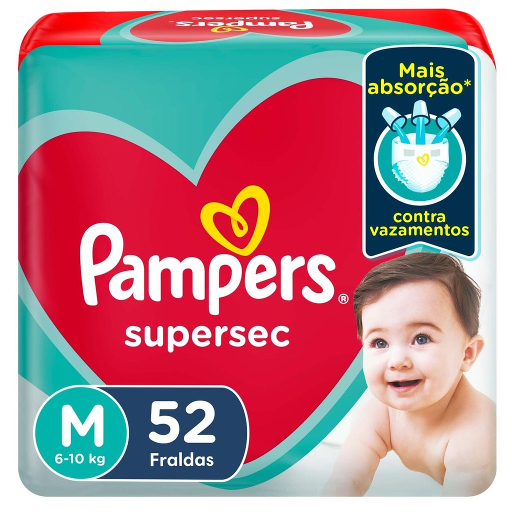 Fralda Pampers Supersec M 52 Unidades - Mom & Baby