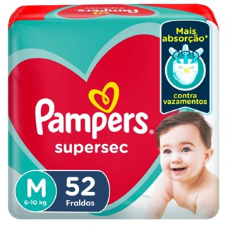 Fraldas Pampers Supersec M 52 Unidades em Oferta na Shopee
