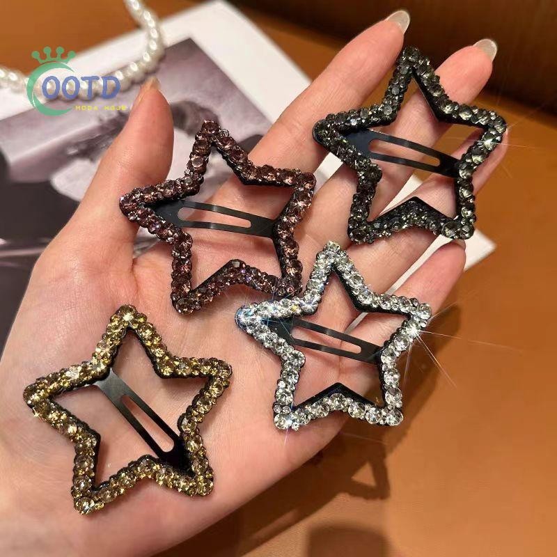 Moda Hoje 5pcs Strass Blings Snaps Grampo De Cabelo Presilhas Com Forma De Estrela Multiuso Estável Clipe De Fixação Par
