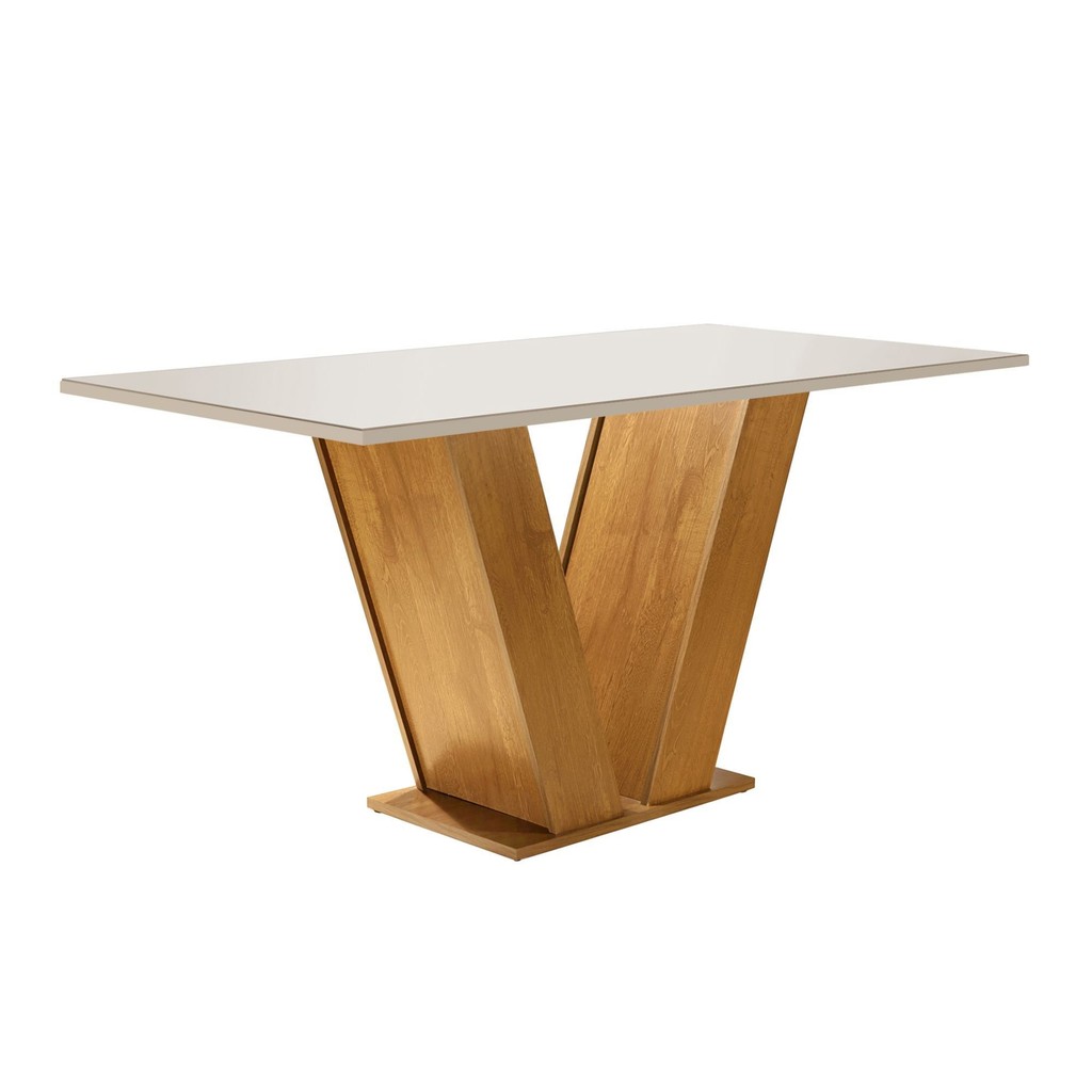 Mesa para Sala de Jantar 120cm Tampo em Vidro/MDF Espanha Espresso Móveis Ypê/Off White - Home & Living