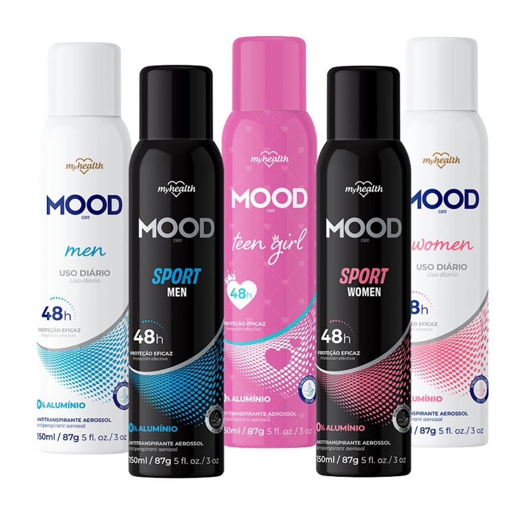 Spray Desodorante Antitranspirante Mood 150ml 48h Uso Diário 0% Álcool 0% Alumínio (Proteção Eficaz)