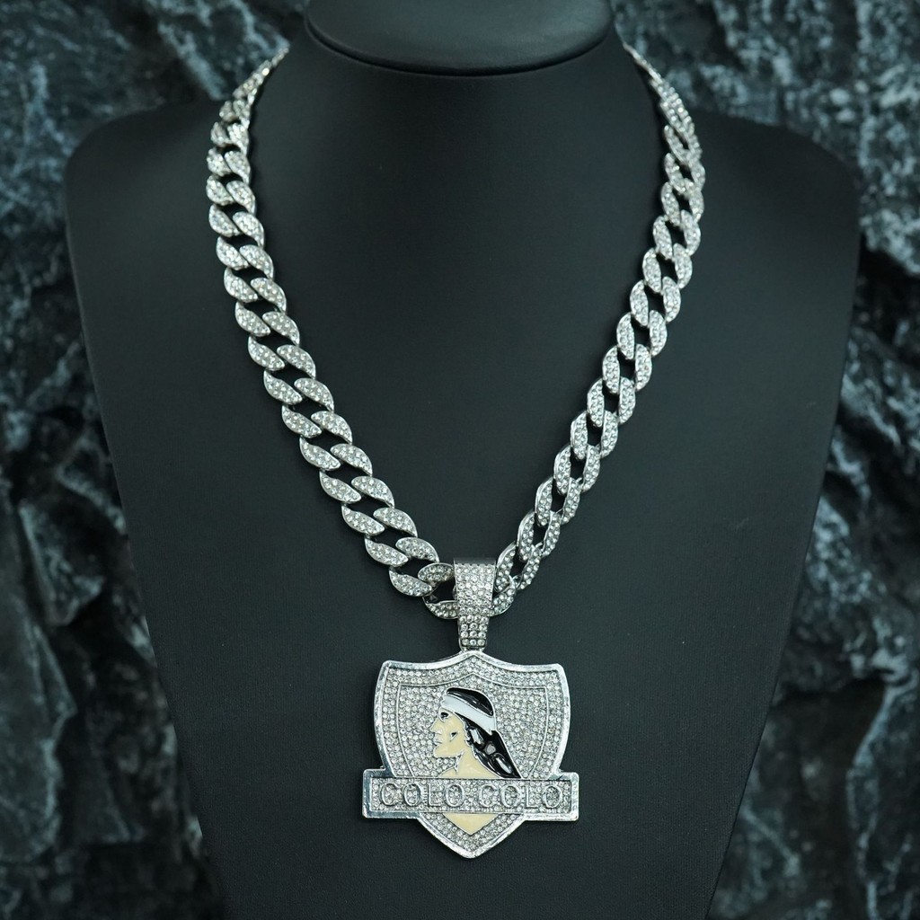 Colar de Hip Hop cabeça de gotejamento de óleo COLO COLO liga pingente masculino diamante corrente cubana joias