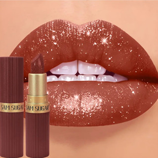 Batom Com Glitter Metálico Luxuoso Marrom Chocolate , Longa Duração , À Prova D'água , Nã…
