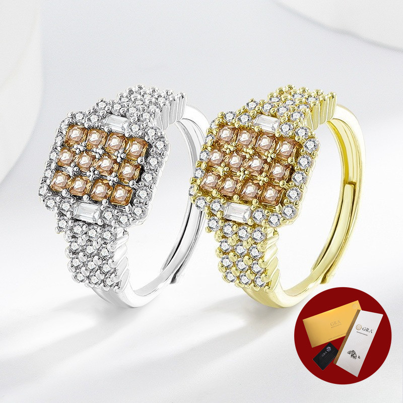(Com Certificado Gra) Nicho Moissanite Full Diamond Micro Pave Anel De Noivado Moda
