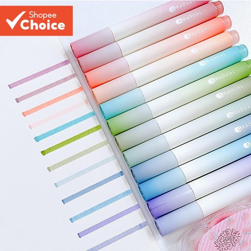 12 Pcs Marcadores Gradiente Macaron-Vermelhos Coral Para Diário E Arte