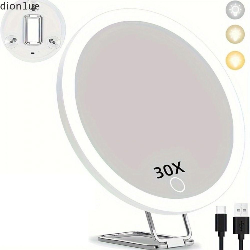 Espelho De Ampliação DION1UE Com Luz , Ventosa Maquiagem LED De Alta Definição , 5/10/20/30x