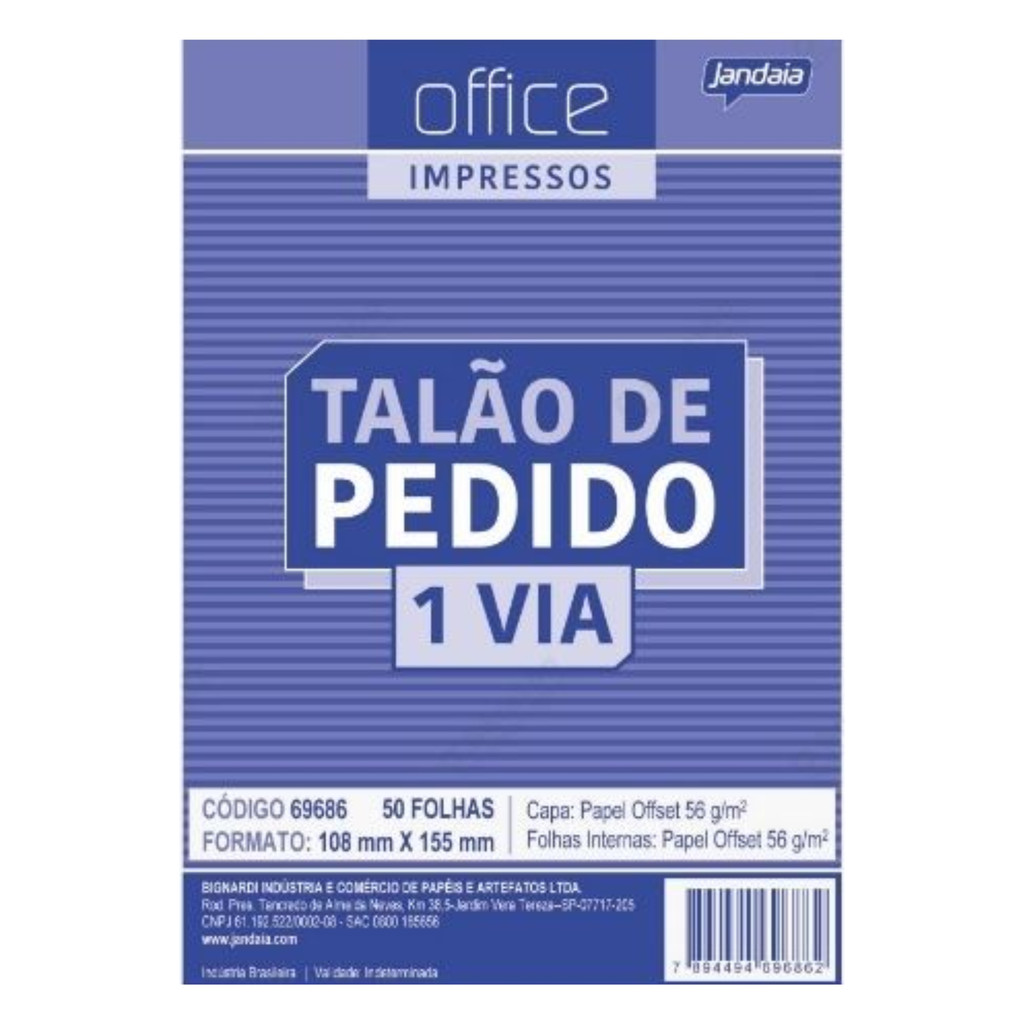 Talão Pedido 1 Via 50folhas 108x155 56g - Office em Oferta na Shopee