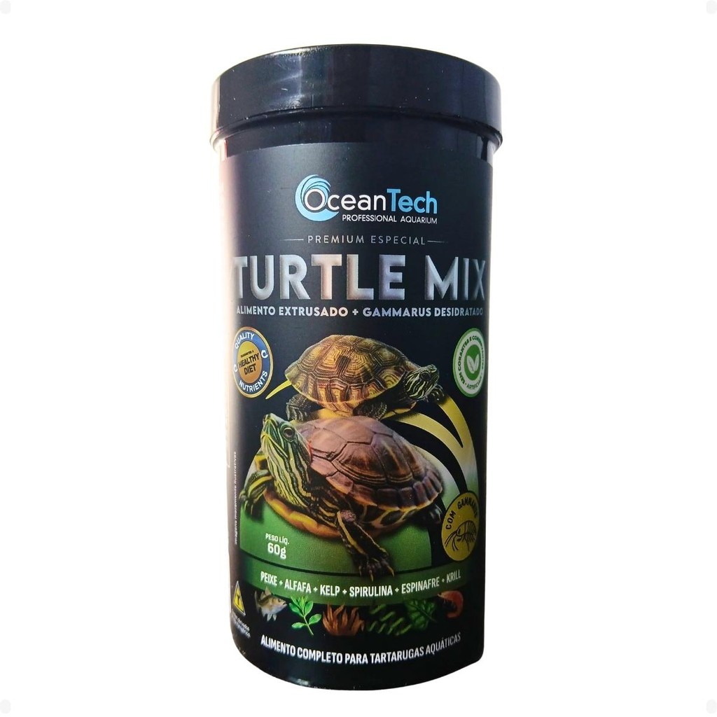 Ocean Tech Ração Turtle Mix 60g Alimento Tartaruga Aquática