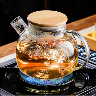 Chaleira de Vidro Tampa de Bambu Jarra Bule infusor Resistente a Calor Borossilicato 1L em Oferta na Shopee